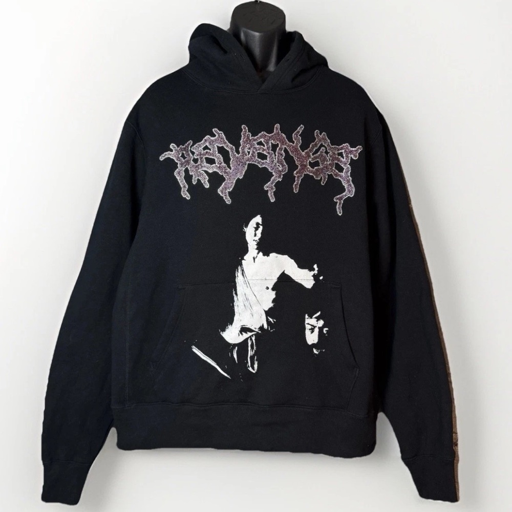 Revenge David & Goliath Rhinestone Hoodie Pop-Up Oversized Black Men’s Size XL